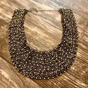 🖤 Black Bib Necklace, Beaded, statement piece, Collar necklace, EUC